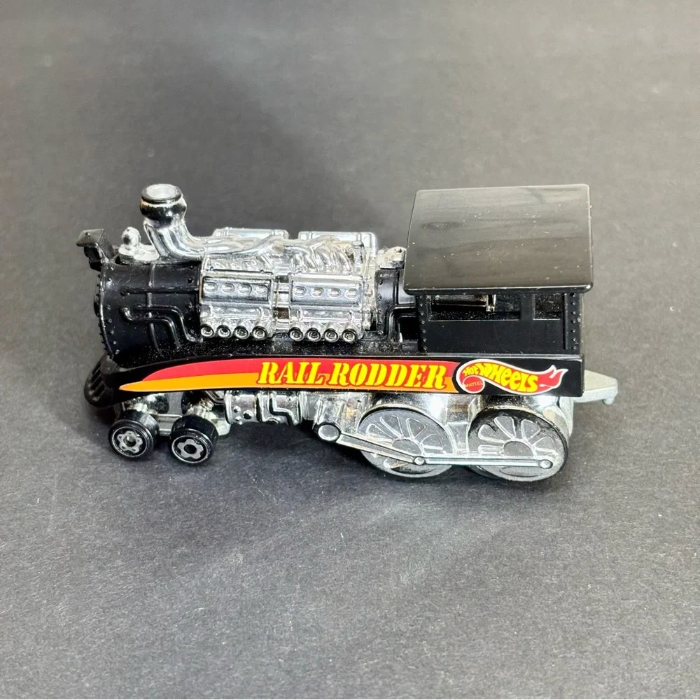 Vintage 1995 Hot Wheels Rail Rodder Train Locomotive Black‎ Orange Mattel